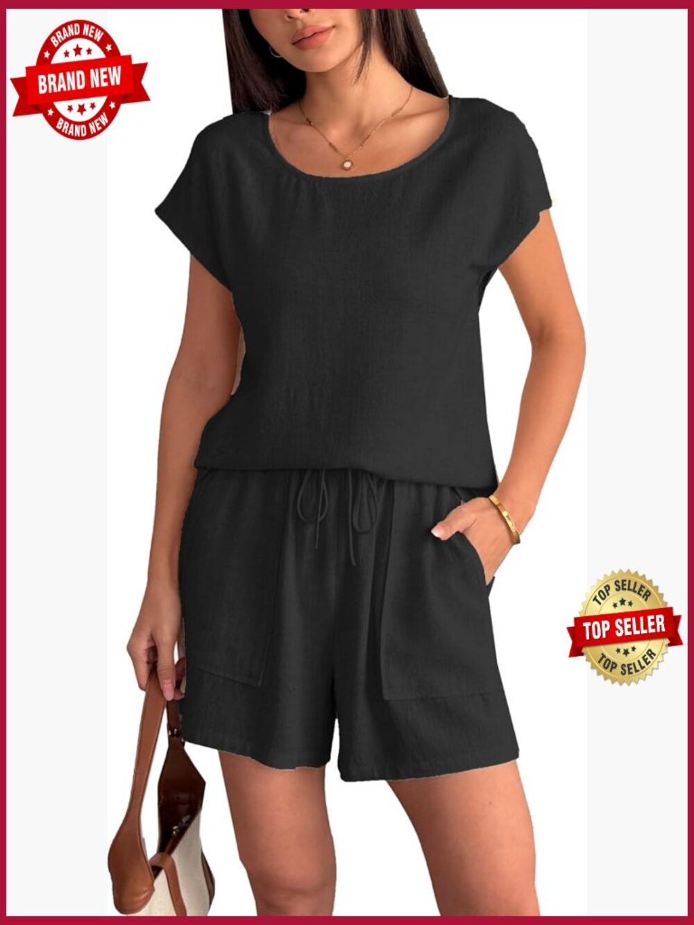Women's Linen 2 Piece Short Set Summer Outfit